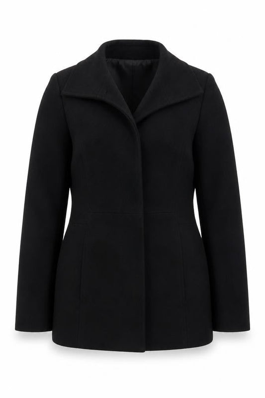 Esprit Women Black Wool Blend Pea Coat UK 10 Double Breasted Jacket