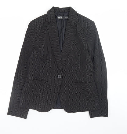 Zara Women Black Regular Fit Polyester Blazer Size 12