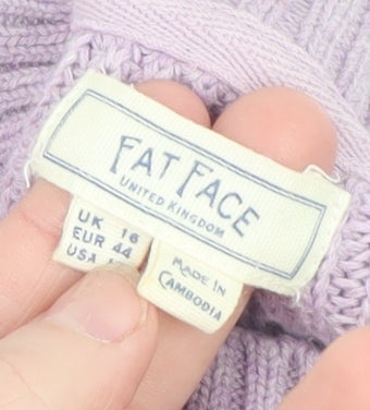 Fat Face Women’s Purple Cotton Crew Neck Long Sleeve Jumper Size 16