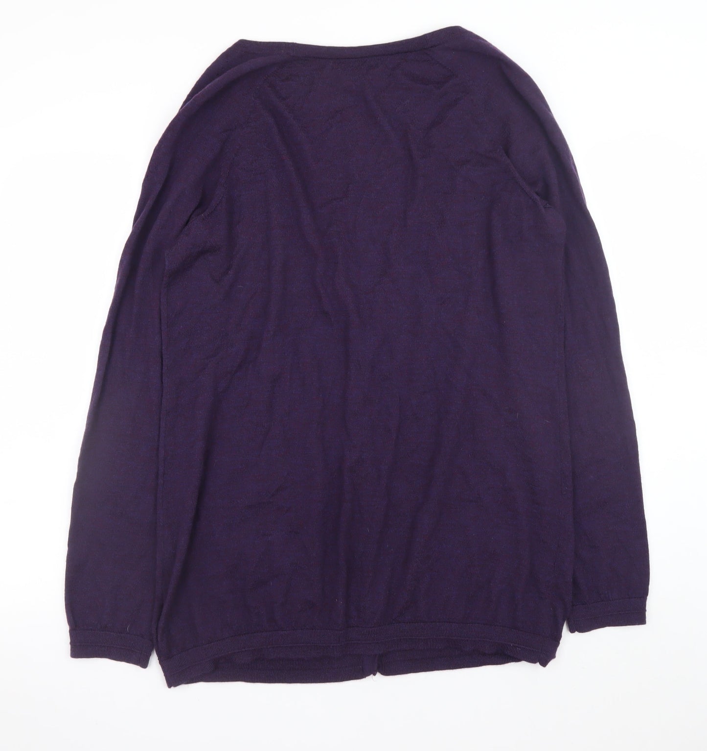 Gap Women Purple Italian Merino Wool Cardigan XL Long Sleeve