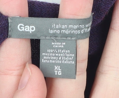 Gap Women Purple Italian Merino Wool Cardigan XL Long Sleeve