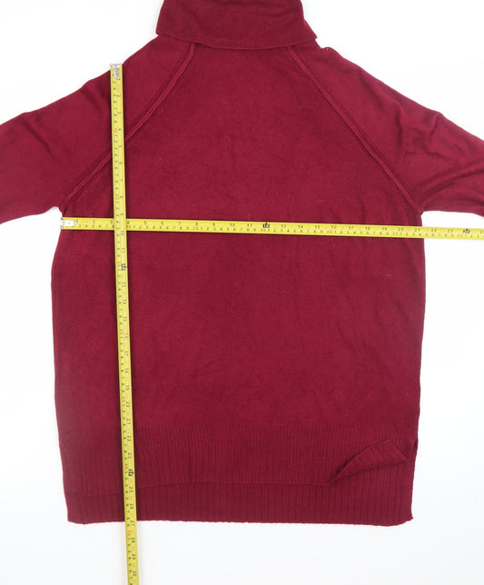 M&Co Women's Red Roll Neck Acrylic Long Sleeve Jumper Size 14