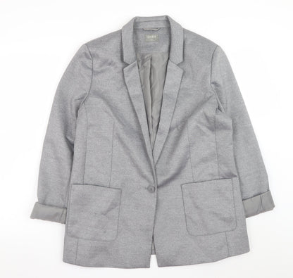 Oasis Women’s Grey Blazer Jacket UK 16 Lined Single-Breasted Workwear