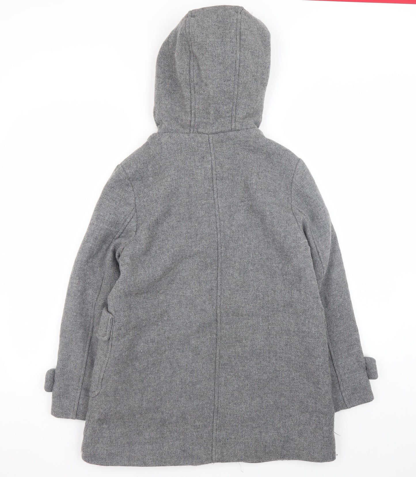 Zara Girls Grey Wool Blend Hooded Duffle Coat 13-14 Years