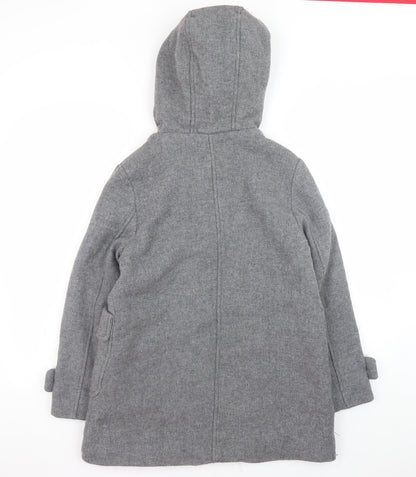 Zara Girls Grey Wool Blend Hooded Duffle Coat 13-14 Years