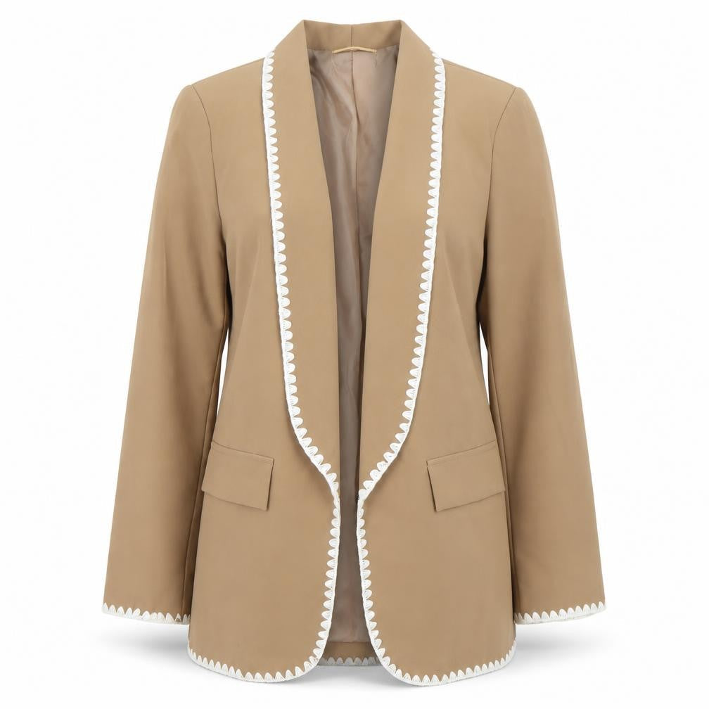 Beige Women’s Blazer S Regular Open Front Lined Lightweight