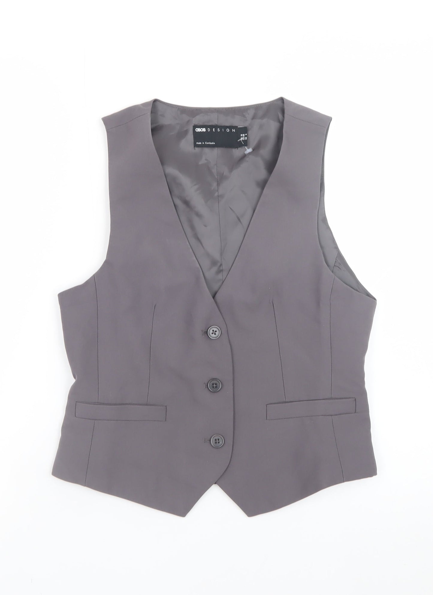 ASOS DESIGN Women Grey Waistcoat UK 10 Tailored Formal Vest