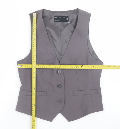 ASOS DESIGN Women Grey Waistcoat UK 10 Tailored Formal Vest