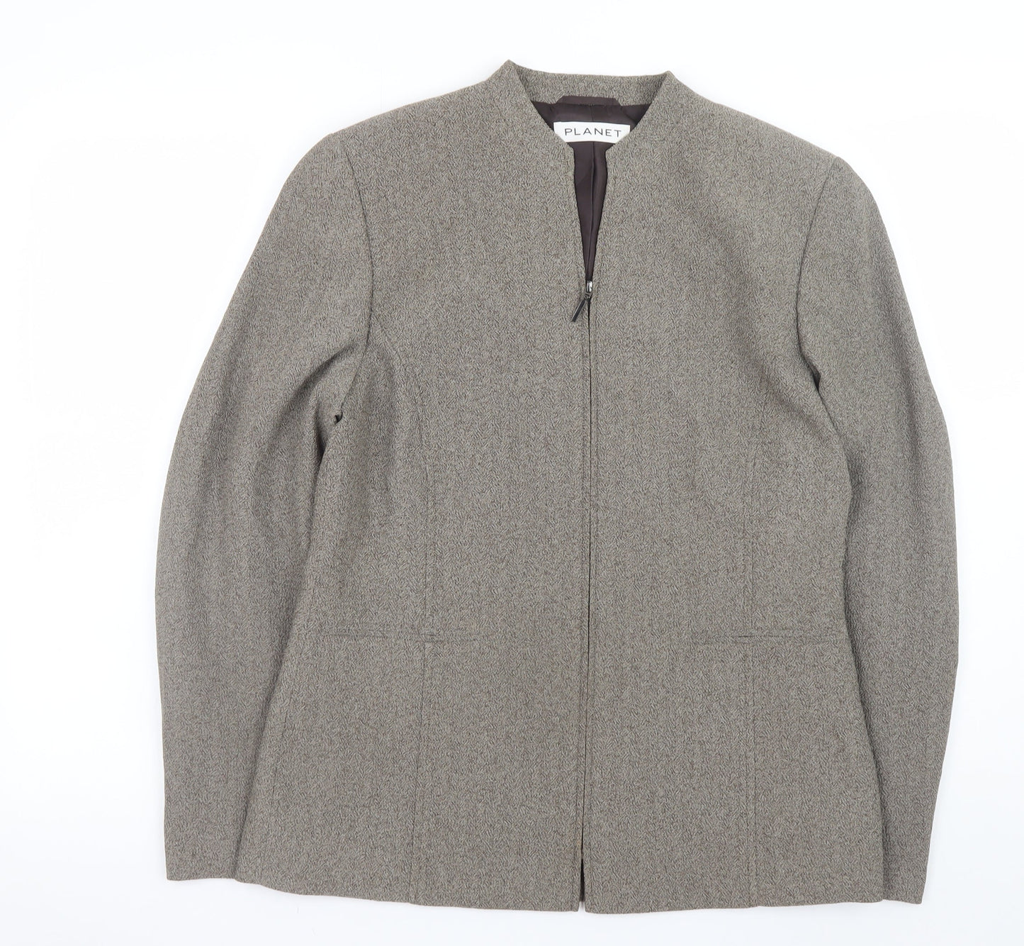 Planet Women's Brown Herringbone Zip Jacket Size 12