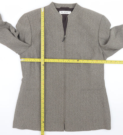 Planet Women's Brown Herringbone Zip Jacket Size 12