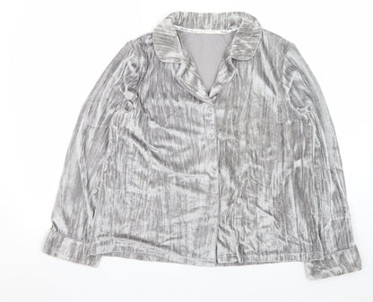 Tu Women Grey Velvet Long Sleeve Pyjama Shirt Top M