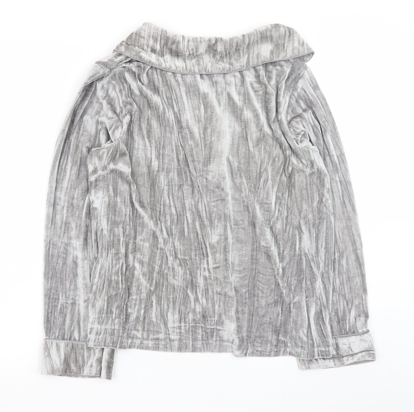 Tu Women Grey Velvet Long Sleeve Pyjama Shirt Top M