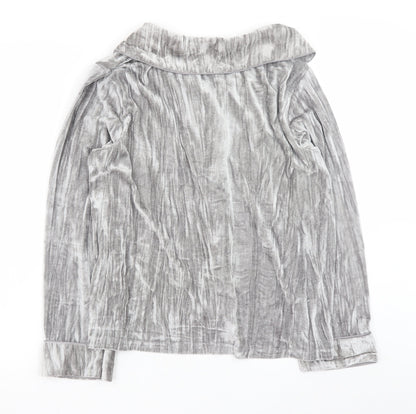 Tu Women Grey Velvet Long Sleeve Pyjama Shirt Top M