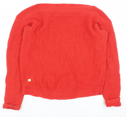 Lauren Ralph Lauren Women Red Cotton Knit Jumper Size S Classic Pullover