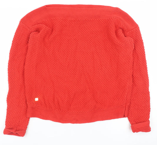 Lauren Ralph Lauren Women Red Cotton Knit Jumper Size S Classic Pullover