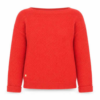 Front view of Lauren Ralph Lauren Women Red Cotton Knit Jumper, size S, Classic Pullover