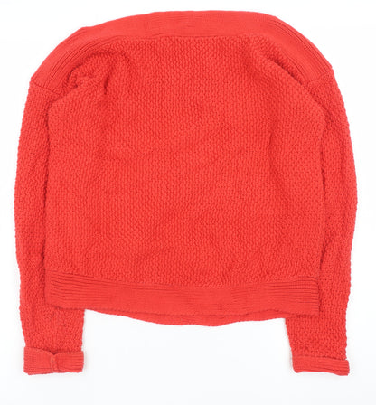 Lauren Ralph Lauren Women Red Cotton Knit Jumper Size S Classic Pullover