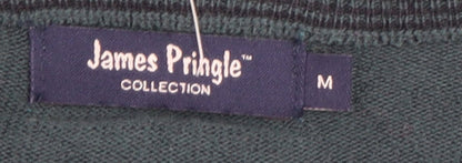 James Pringle Men's Green V-Neck Acrylic Pullover Jumper M