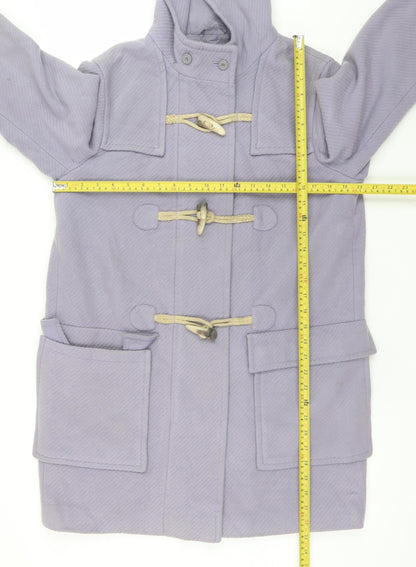 Marks and Spencer Women’s Purple Wool Blend Duffle Coat UK 16 Hooded Toggle Long