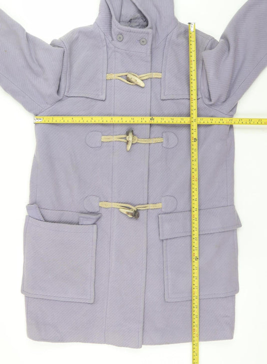 Marks and Spencer Women’s Purple Wool Blend Duffle Coat UK 16 Hooded Toggle Long