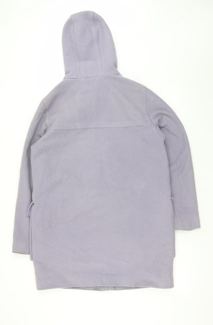 Marks and Spencer Women’s Purple Wool Blend Duffle Coat UK 16 Hooded Toggle Long