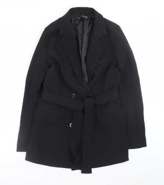 PrettyLittleThing Women's Black Belted Blazer Jacket Size 4