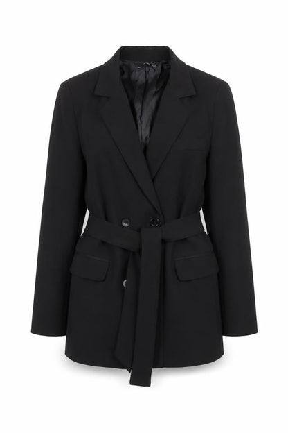 PrettyLittleThing Women's Black Belted Blazer Jacket Size 4
