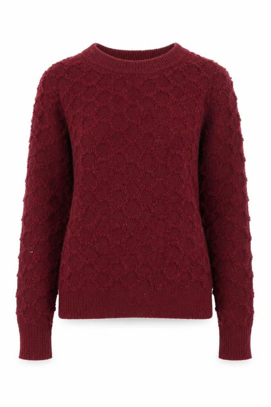 Ribbon Womens Red Textured Knit Crew Neck Jumper Size 8