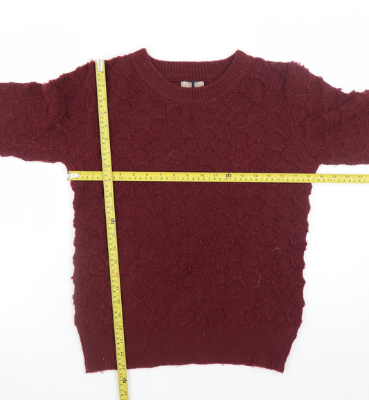 Ribbon Womens Red Textured Knit Crew Neck Jumper Size 8