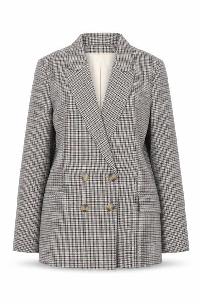 H&M Womens Beige Checked Blazer Size 10 Classic Business Jacket