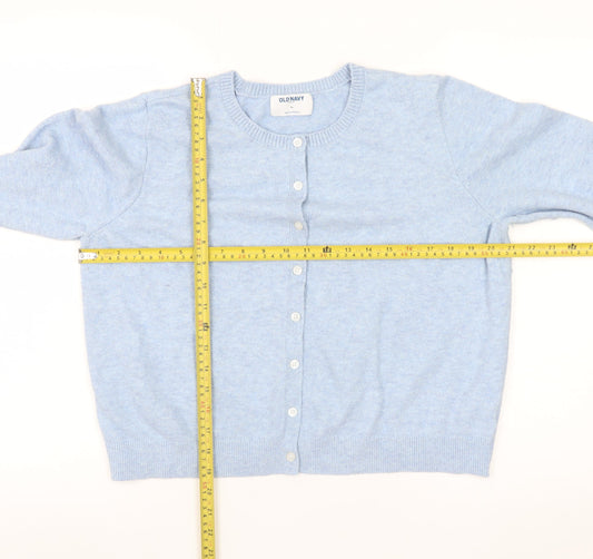 Old Navy Women Blue XL Cardigan Knit Long Sleeve Crew Neck Jumper
