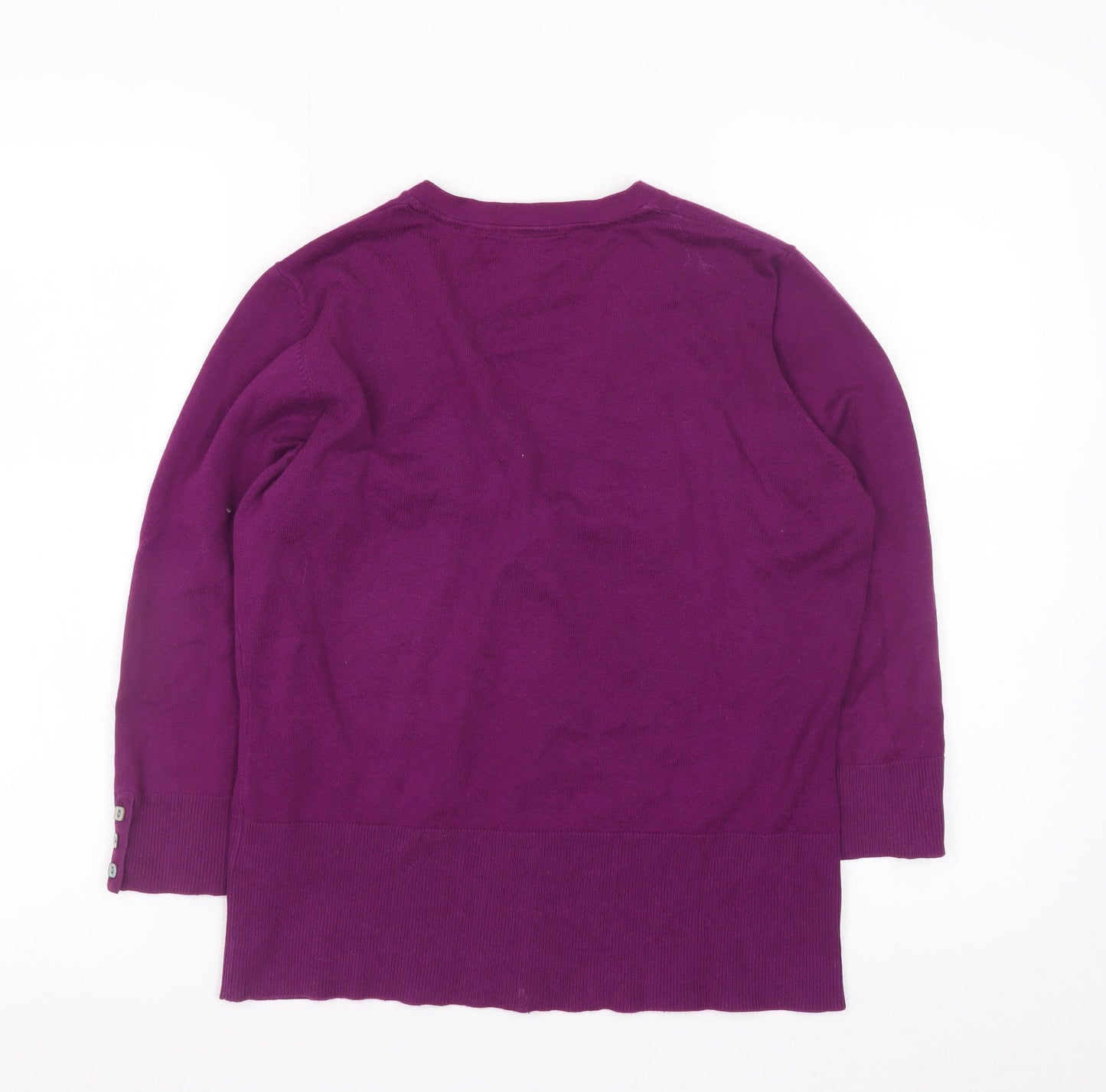 Monsoon Women Purple V-Neck Button Knit Cardigan Size 14