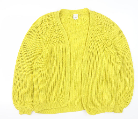 River Island Women's Yellow Chunky Knit Open Cardigan Size M