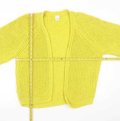 River Island Women's Yellow Chunky Knit Open Cardigan Size M