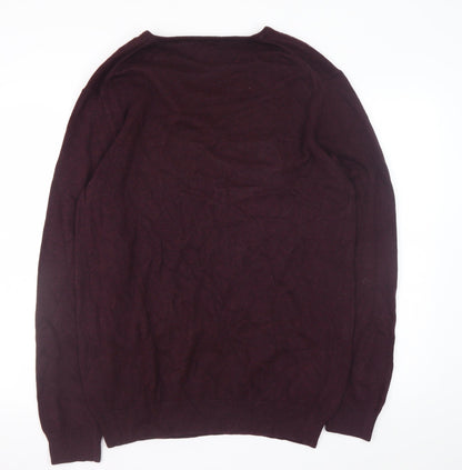 Crew Clothing Company Men's Brown L V-Neck Cotton Cashmere Jumper
