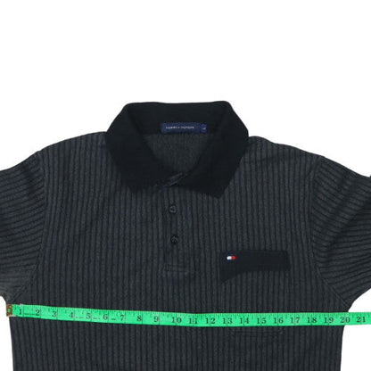 Tommy Hilfiger Men's Black Long Sleeve Striped Polo Shirt L