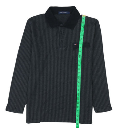 Tommy Hilfiger Men's Black Long Sleeve Striped Polo Shirt L
