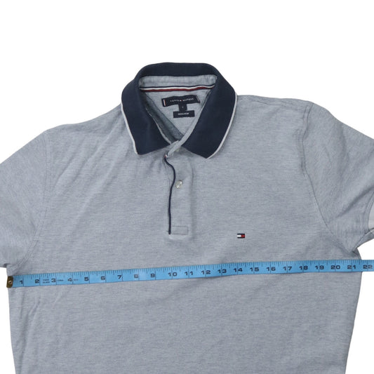 Tommy Hilfiger Men's Grey Regular Fit Cotton Polo Shirt L