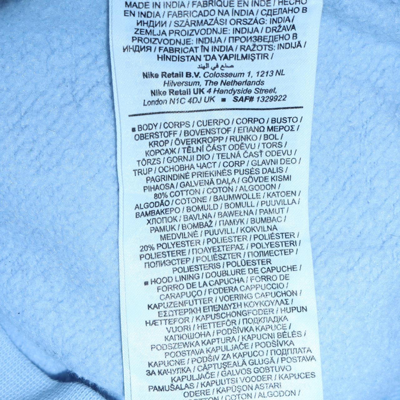 Mens UK Size XS Nike Blue Pullover Hoodie