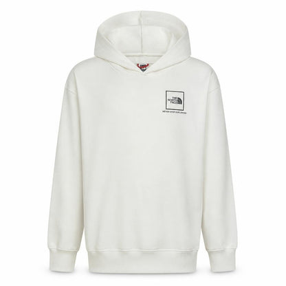Front view of The North Face boys’ white pullover hoodie xl fleece logo sweatshirt