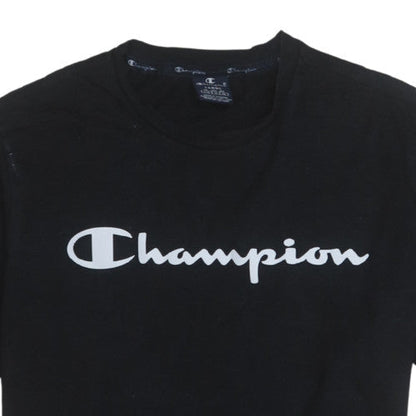 Champion Womens Black Large Basic Cotton Crew Neck T-Shirt