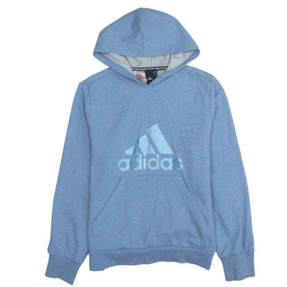 Adidas Boys Blue Pullover Hoodie 13-14 Years Regular Fit Logo Fleece