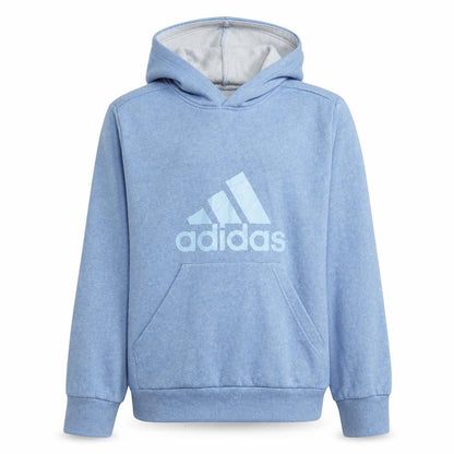 Front view of Adidas boys’ blue pullover hoodie 13-14 years regular fit logo fleece