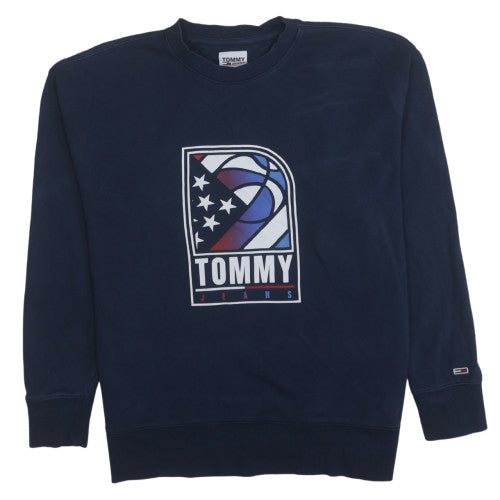 Mens UK Size M Tommy Jeans Blue Pullover Sweatshirt