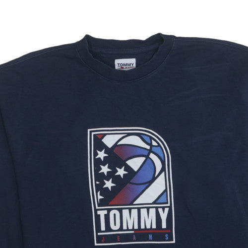 Mens UK Size M Tommy Jeans Blue Pullover Sweatshirt