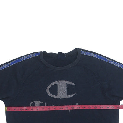 Champion Boys Blue Logo Pullover Sweatshirt 15-16 Years Fleece Crew Neck