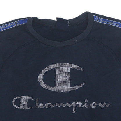 Champion Boys Blue Logo Pullover Sweatshirt 15-16 Years Fleece Crew Neck