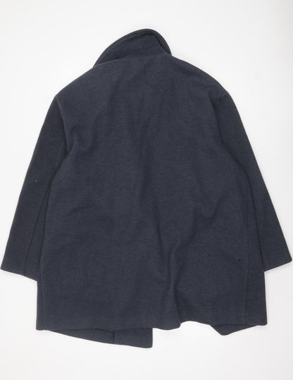 Tu Men's Navy Blue Mid-Length Single-Breasted Coat XL Polyester Blend