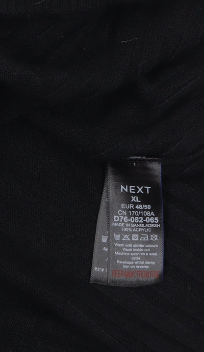 Next Mens Black XL V-Neck Acrylic Knit Jumper