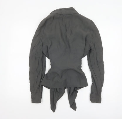 Zara Woman Grey Belted Blazer Jacket L UK 14 Women's Elegant Style